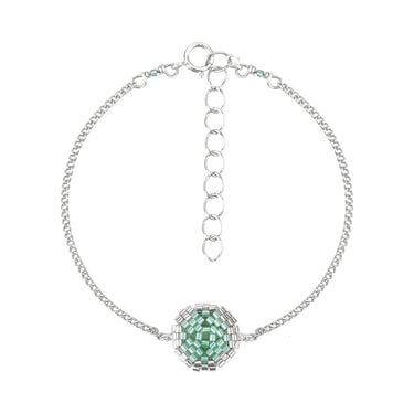 Pulsera Diamantes 1 Redondo Plata Ajustable Aqua